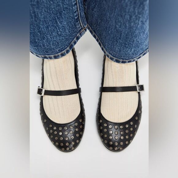 Free People Shoes - FREE PEOPLE TWIGGY STUDDED Ballet Flats / Black